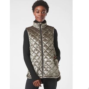 Athleta Whisper Featherless Vest silver metallic Small